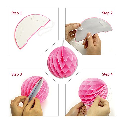 Eightnight Paper Craft Sets für DIY Party Dekorationen, Baby-Dusche, Festival einschließlich Circle Dot Girlanden, Tissue Papier Wabe Pom Pom Ball Laternen, Pom Pom Blumen, Bänder, Ballons - 8