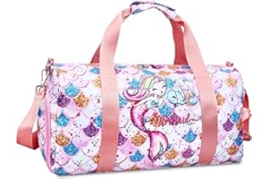 RHCPFOVR Sac de Sport pour Filles,Licorne Sac de Voyage de Nuit Sac de Transport pour Gym Sport Danse avec Compartiment à Chaussures et Poche Humide