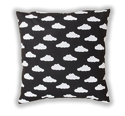 Amilian® Handcrafted Decorative Clouds Print Black/White 100% Cotton Premium Quality Durable Throw Cushion Cover Pillowcase Only 40 cm x 40 cm