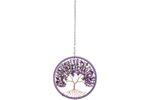 LIOOBO Tree of Life Wall Hanging Tree of Life Dream Catchers Macrame Home Wall Decorations 11CM (Purple)
