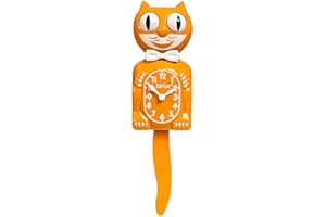KIT CAT KLOCK Kit-Cat Klock®, orologio da parete in edizione limitata, color arancione, iconico retrò, con occhi e coda mobili, funzionamento a batteria, prodotto negli Stati Uniti, orologio moderno