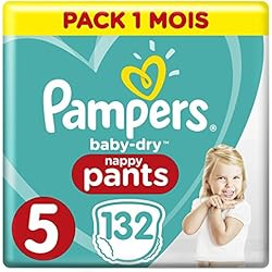 Pampers - Baby Dry Pants - Couches-culottes Taille 5 (12-17 kg) - Pack 1 mois (x132 culottes)