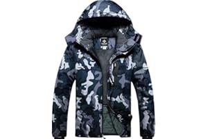 GEMYSE Uomo Giacca da Sci impermeabile montagna Giacche Pile invernale antivento Cappotto con Cappuccio