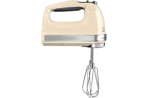 KitchenAid Batteur électrique 9 vitesses - Soft Start et écran LED - Mixeur cuisine avec fouets, fouet ballon, crochets pétrisseurs et pied mixeur - Moteur silencieux - 85 W - Cème