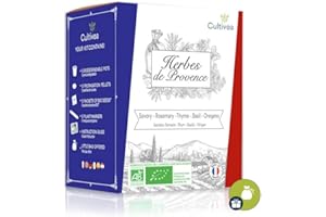 Cultivea® Sabores del mundo - Mini Kit Huerto : Hierbas de la Provenza - Semillas 100% ecológicas - Cultivar y disfrutar - Idea para regalar (Ajedrea, Romero, Tomillo, Albahaca, Orégano)