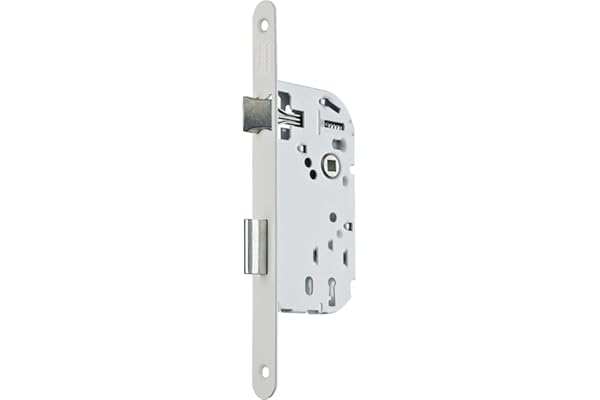 Vachette Serrure à Encastrer à clé, Axe à 40 mm, Coffre 135 mm - P15 - Réversible sans démontage, Têtière bouts ronds - Porte intérieure de communication, chambre, bureau - Blanc, Gâche et Clé inclus