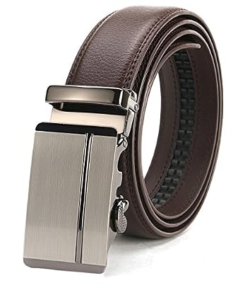 ITIEZY Ceinture pour Homme en Cuir avec Boucle Automatique Marron (Style Mode) - jusqu'à 125 cm