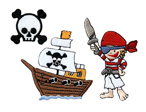 Mono-Quick 309 Aufbügelbilder Piraten, 8-er teilig, Piratenmotive, Polyester, Stickerei, 3.0 x 3.5 cm bis 7.0 x 10.0 cm - 6