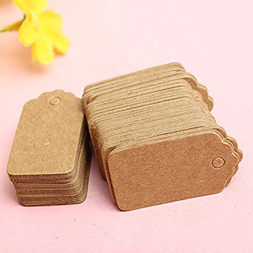 HugeStore 200 Pcs 5X3cm Mini Klein Kraftpapier Geschenkanhänger Anhänger Hängeetiketten Anhängeschilder DIY Deko - 2