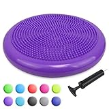 Trideer Ballsitzkissen inkl. Pumpe für Fitness, Reha, Rückentraining und coordination, Anti-Burst Sitzkissen Balance Board Balance Kissen Wackelbrett Gleichgewichtskissen (34cm Lila)