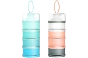 JIAHUADE 2 Piezas Dosificador de Leche en Polvo y Cereales,Con 4 Compartimentos,Hermético Caja de Leche en Polvo para Alimentaci,Dispensador Cajas Apilables de Fórmula para Bebé