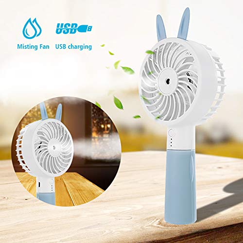 BAOHUI De Mano Mini Ventilador USB Portatil Humidificador con Batería Recargable?2 Velocidades con 8 Horas De Trabajo?para Viajar En Interiores/Exteriores