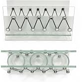 Cam Dekoratif Zikzak Tasarımlı Şamdan 20x9 cm | Tealight ve Banyo D&uuml;zenleyici | Modern Ev Ofis Masa&uuml;st&uuml; Aksesuar