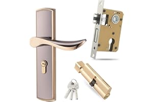 Qrity Serratura Della Maniglia Della Porta Serratura a Leva in Lega di Zinco, Set di Maniglie Moderne, Serratura a Leva Antifurto con Chiavi per Porte in Legno, Nero Titanio