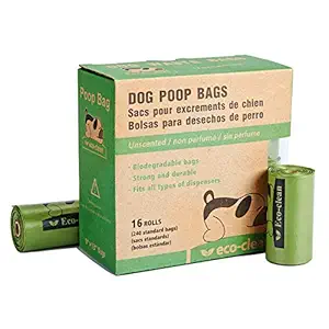Poop Bags Biodegradable, 16 Rolls/240 Bags, Dog Waste Bags, Unscented, Leak-Proof, Easy Tear- Off