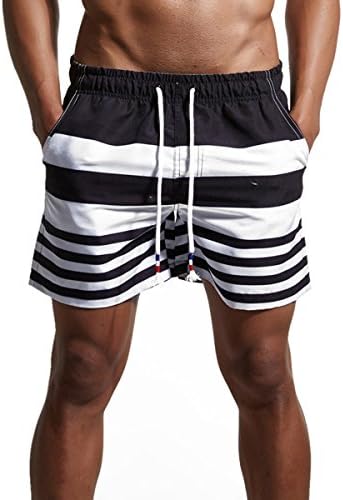 CHENHENG Mens Swim Trunks Swim Shorts Quick Dry Beach Shorts Broad Shorts with Pockets for Surfing Swimming (XS_ Asia M -Waist:27"-31", Black)