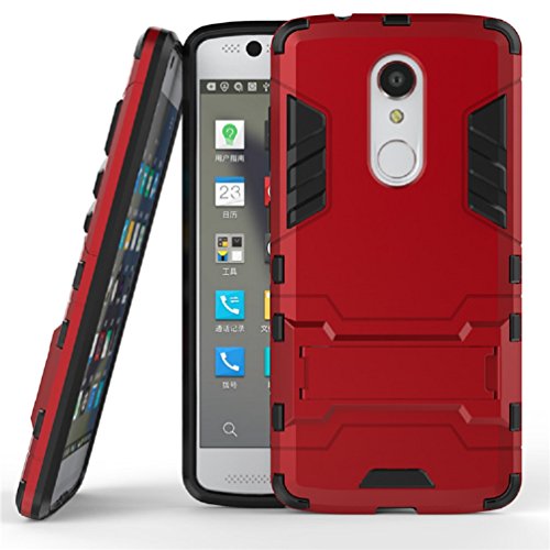 Bllosem ZTE Axon 7 mini Case Hybrid Dual Layer PC TPU Full Body Shock Resistant Armour with Kickstand Function Case for ZTE Axon 7 mini Red