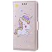 Produktbild Huawei P8 Lite 2017 Hülle Einhorn, CXTcase Handyhülle Huawei P8 Lite 2017 Tasche Leder Flip Case Etui Brieftasche Schutzhülle mit Kreditkartenhaltern, Standfunktion, Geldbeutel, Magnetverschluss Gold