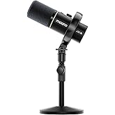 Maono PD200W Hybrid Podcast Micr&oacute;fono para PC,Conexi&oacute;n inal&aacute;mbrica, USB y XLR din&aacute;mico micr&oacute;fono con Soporte de escritorio, S