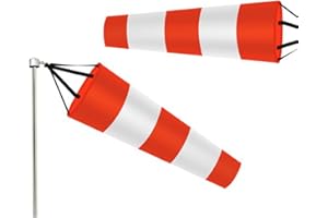 PETSTIBLE Manche à air, indicateur de direction du vent en polyester avec ceinture réfléchissante 60 cm (rouge + blanc)