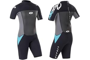 Osprey Women's Shorty 3 mm Summer Wetsuit, Adult Short Sleeve Neoprene Surfing Diving Wetsuit, Origin, Multiple Colours