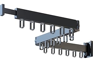 Honeyhouse Einziehbar Wandmontage Wäscheständer, Faltbar Einziehbar Drehbar Kleiderständer mit 18 Haken,Dreifach Faltbarer Wäscheständer mit Handtuchhalter für Balkon, Badezimmer, Schlafzimmer