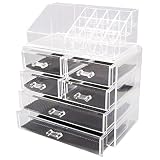 TRESKO® Cosméticos Organizador acrílico para maquillaje, 6 Cajones, joyas, accesorios, joyero, caja de almacenamiento con cajones para pintalabios, brillo de labios, esmalte de uñas, pinceles para cejas y maquillaje, colorete, collares, anillos y mucho más