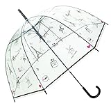 SMATI Transparenter Automatik-Stockschirm - Regenschirm Damen Bonjour Paris