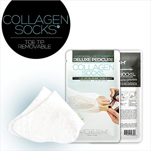 Voesh UV Protective Deep Moisturising Collagen & Vitamin E Foot Mask Socks (Pre-cut Toes for Easy Pedicure) - 1 Pair