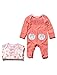 M&Co Baby Girls Long Sleeve Flower Cat And Spot Print Frill And Bow Detail Cotton Sleepsuits - 2 Pack Coral 0/3 Mnths