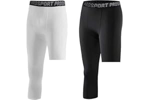 Hovershoes Pantalon de Compression pour Hommes Collants Couche de Base 1 ou 2Pcs 3/4 Une Jambe Leggings de Compression pour Basketball Entraînement