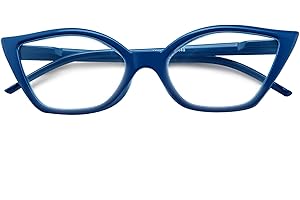 Kodilin Occhiali da Lettura Donna 1.5 Anti Luce Blu Cat Eye Occhiali per PC con Cerniera a Molla, Blu