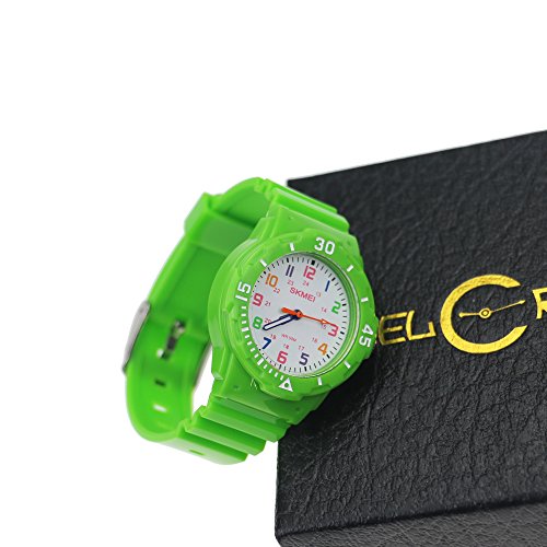 Kinderuhren-JungenKinder-Wasserdicht-Analog-Armbanduhr-fr-Jungs-MdchenGrn-Kinderuhr