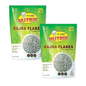 Bajra Flakes - Healthy Breakfast Cereals with Pearl Millets, Gluten free | Rich in proteins & fibre, Supports diet & weight loss, Pack of 2(300g each) - MR FLAKES NUTRIX