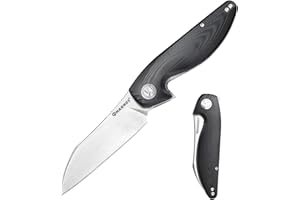 Harnds Cuchillo Plegable Parrot Premium con Hoja Sandvik 14C28N 3.58" y Mango G10 con Clip, Bloqueo Liner para EDC Outdoor Camping Caza (Negro)
