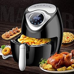 RSCKS Friteuse à Air électrique sans Huile, Friteuse Automatique à air Chaud, écran Tactile LED, Multifonction 7-en-1,bac 3.6L 1300W, avec Livre de Recettes