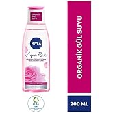 NIVEA Aqua Rose Organik G&uuml;l Suyu İ&ccedil;eren Nemlendirici Tonik (200 ml), T&uuml;m Cilt Tipleri İ&ccedil;in, G&ouml;zenek Arındırıcı, 24 Saat Y&uuml;z N
