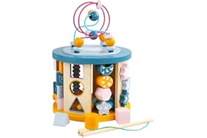 LUFEIS Jouet Cube Enfant, Cube d'Activité Bébé Jouet Bebe 1 an, Cube d'activité Bébé 11 en 1 Cube Activite en Bois Jeux en Bois, Jouets éducatifs à Usages Multiples pour Bébé Enfants Tout-Petits