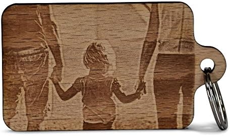 Wogenfels Keychain made of wood with your photo engraving on both sides | The ideal gift with individual ENGRAVING | 2 PHOTOS