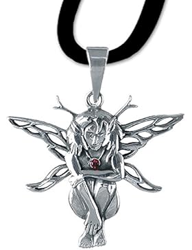 Waldelfe Anhänger Amulett Talisman 925er Silber Schmuck mit Lederhalsband Schmucksäckchen und Karte - Motivation...