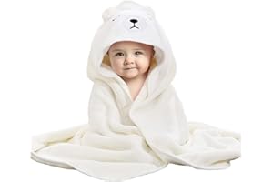ZISHAN Baby Towels Newborn, Baby Hooded Towel, Hooded Towel Baby with White Bear Pattern, A Soft Baby Towels, Unique Animal Design Baby Bath Towel for Boy And Girl