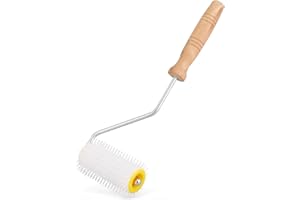Flexzion Entdeckelungswalze mit Hartholz Griff, Entdeckelungsgeschirr Honigwaben, für Imker, Bienenstock, Wabenhonig Extraktion, Imkereibedarf und Zubehör, Kunststoff Bienenzucht Nadel Walze Werkzeug