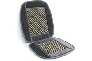 AMSLIGHT Premium Holzkugel Sitzaufleger Massage Sitzauflage Holzperlen Grau