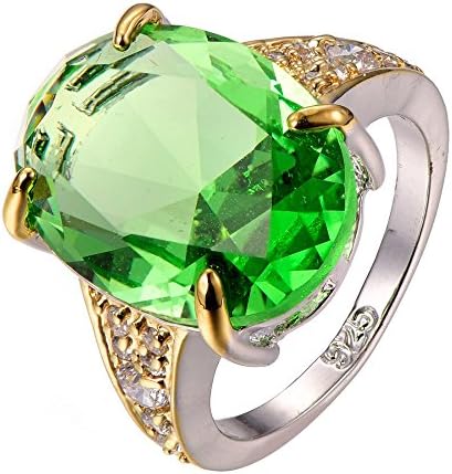 Peridot White Sapphire 925 Sterling Silver Filled Ring Size Q