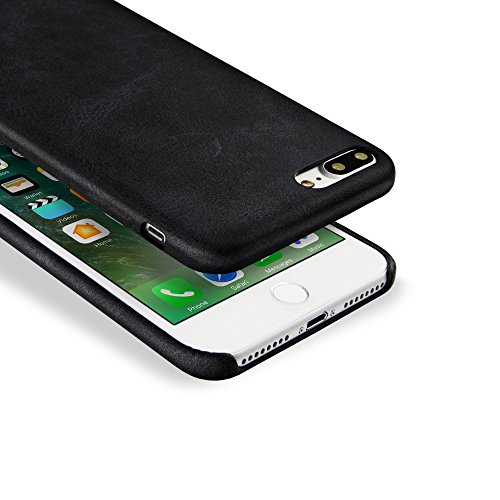 Funda iPhone 8 Plus  iPhone 7 Plus Carcasa  MH Designs Luxury Vintage Series Ultra Delgado De Piel Suave Pu Cuero Case Funda Carcasa Para Apple iPhone 7 Plus   iPhone 8 Plus 5 5 Inch -  Negro 