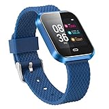 Fuibo Smartwatch, Fitness Armband mit Pulsmesser Schrittzähler IP67 wasserdicht Fitness Uhr Schlaf Monitor Smart Armband Armbanduhr Sport Fitness Tracker Armband (Blau)
