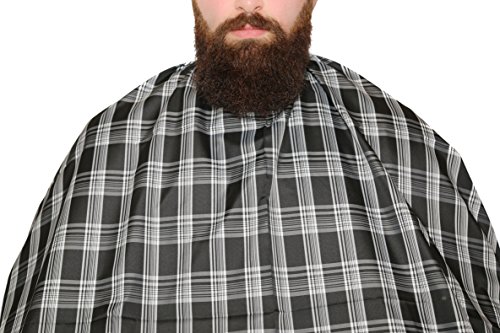 SALON HAIRDRESSER BARBER CAPE GOWN WITH STEEL HOOK 150CM x 130CM (Black with White (Chequered))