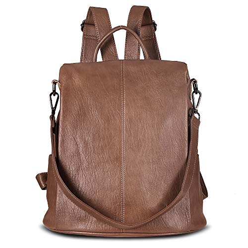Mochila Antirrobo para Mujer ATailorBird Mochila Cuero de PU Impermeable Bolso de Hombro Escolar Mochila Mujer Casual Viaje - Marrón