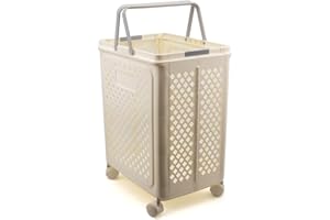 EVOMOSA Panier à linge pliable amovible - Panier de rangement à roulettes pour appartement, salle de bain, chambre à coucher, dortoir (grand)