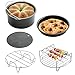 Produktbild 5 Stück 7 Zoll Heißluftfritteuse Zubehör, Antihaft-Fass / Pizzablech + Silikon-Matte + Edelstahl-Halter/ Doppelschicht-Rack/ Grillrost mit 3 Spieße für Philips Gowise Cozyna Princess Air fryer 3.5QT